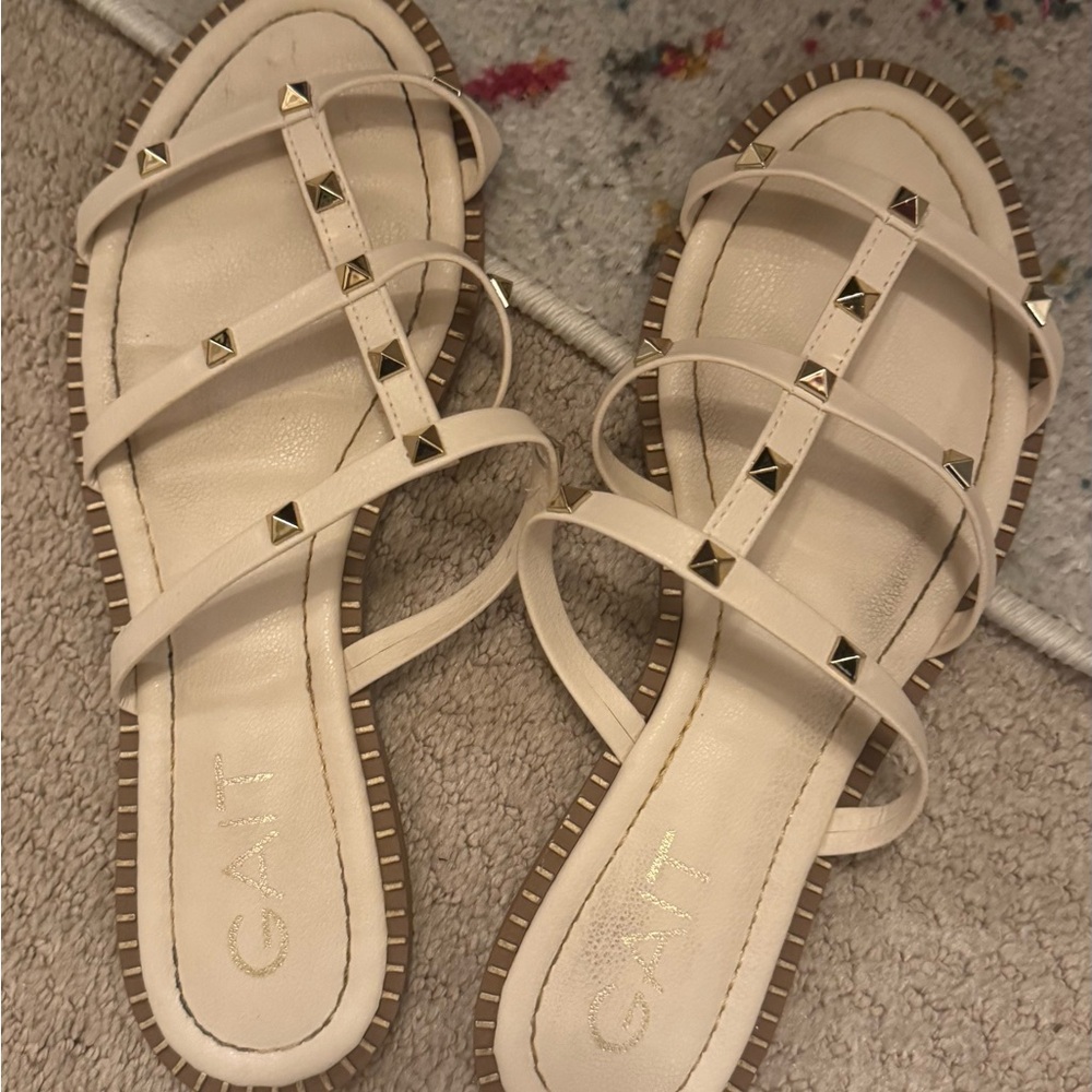 Ivory Studded Strappy Slide Sandals size 39
